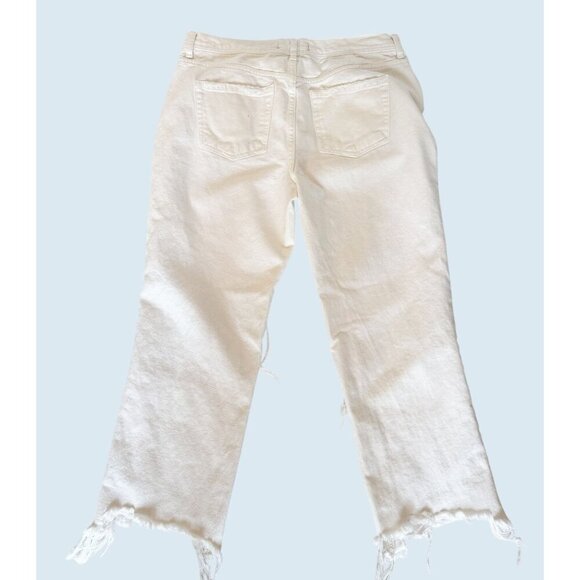 FREE PEOPLE / We the Free Maggie Mid Rise Straight Leg Busted Knee Jeans Sz 29 - Picture 5 of 7